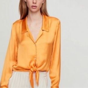 Aritzia Wilfred Tie-Front Blouse in Yellow